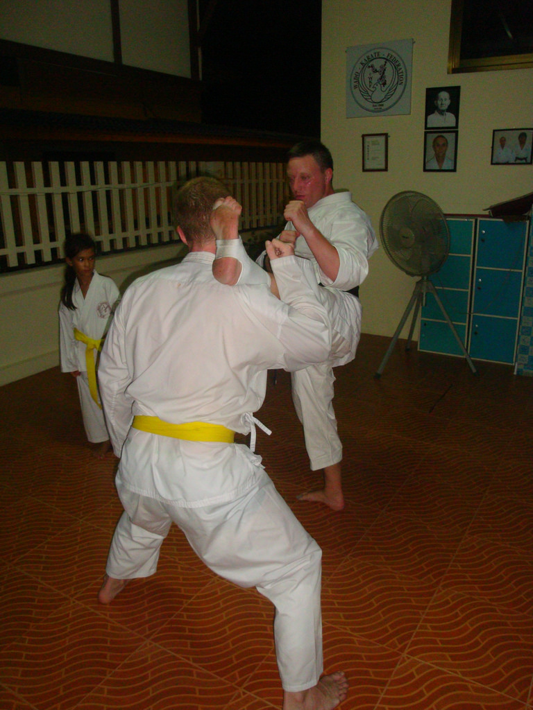 Wado Karate Federation Hua Hin training class stretching leg high kick
