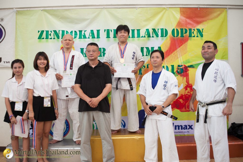 podium picture at zendokai shinji cup with kenji akiyama