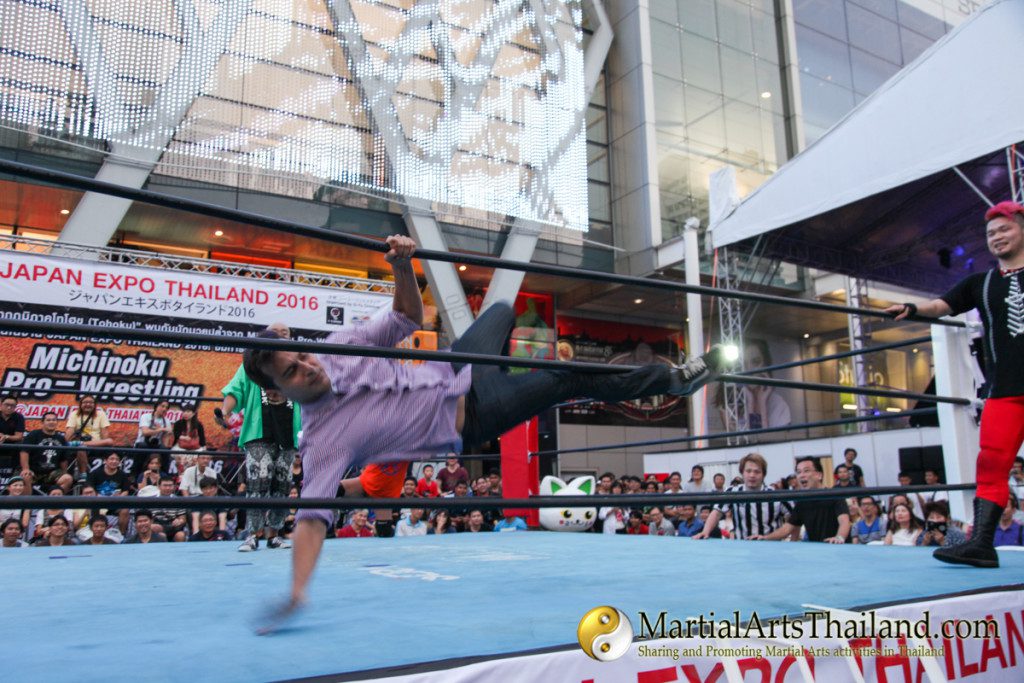 dude got thrown out of the ring at Pro-Wrestling Japan Expo 2016 Bangkok