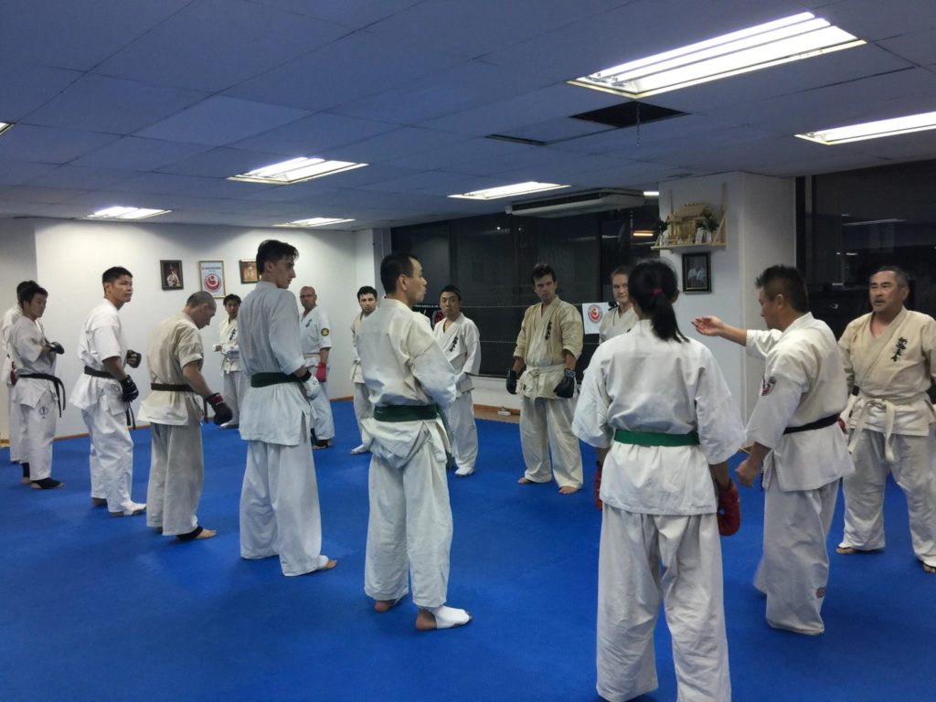 Karate students during class