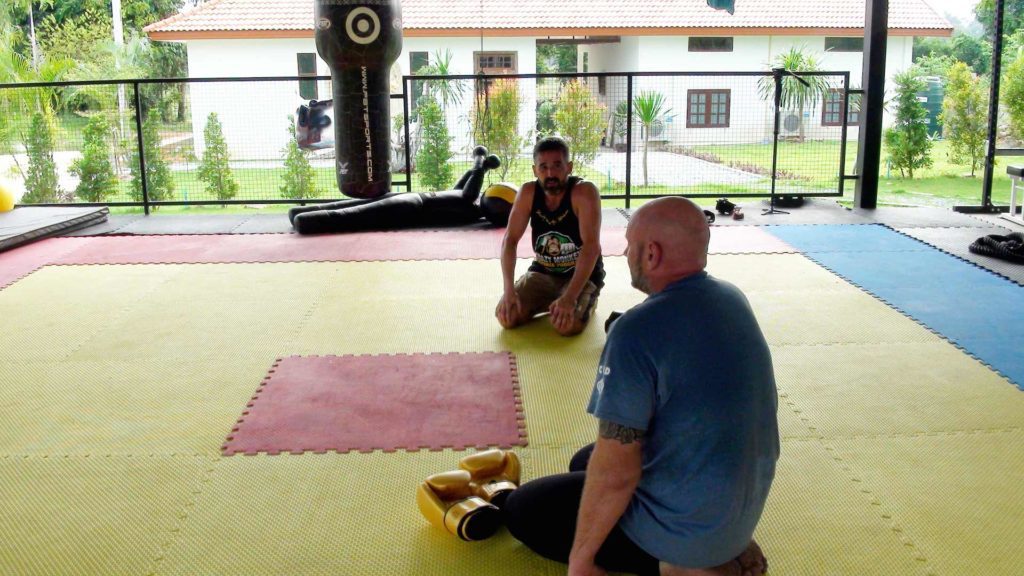 aaron le boutillier chilling at the gym at Tree Roots Retreat Rayong