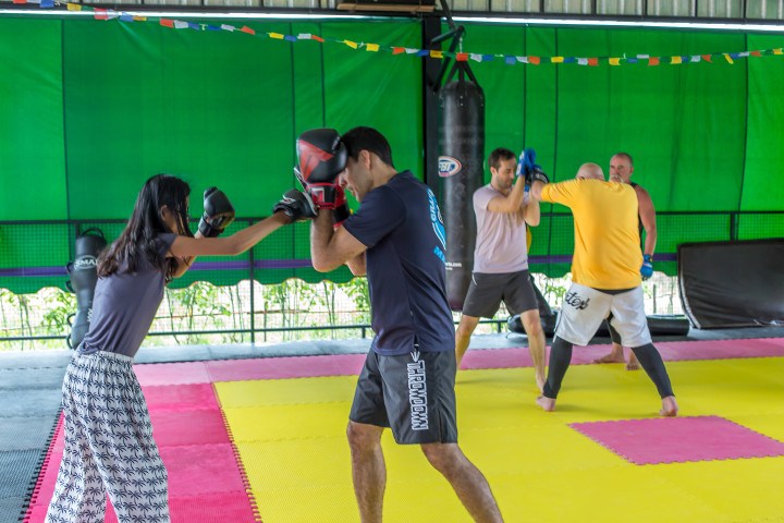 Sparing class at the gym of Tree Roots Retreat Rayong