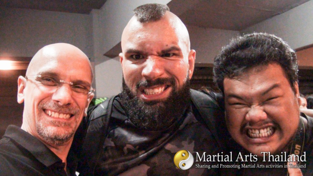 Paolo, Stan, Tangmo before event at Full Metal Dojo 16 Big Trouble in Little Bangkok
