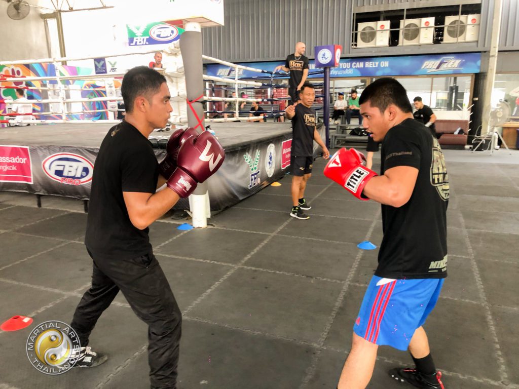 Rockie Bactol and Mohed during the free open sparring day event at The Box Thailand