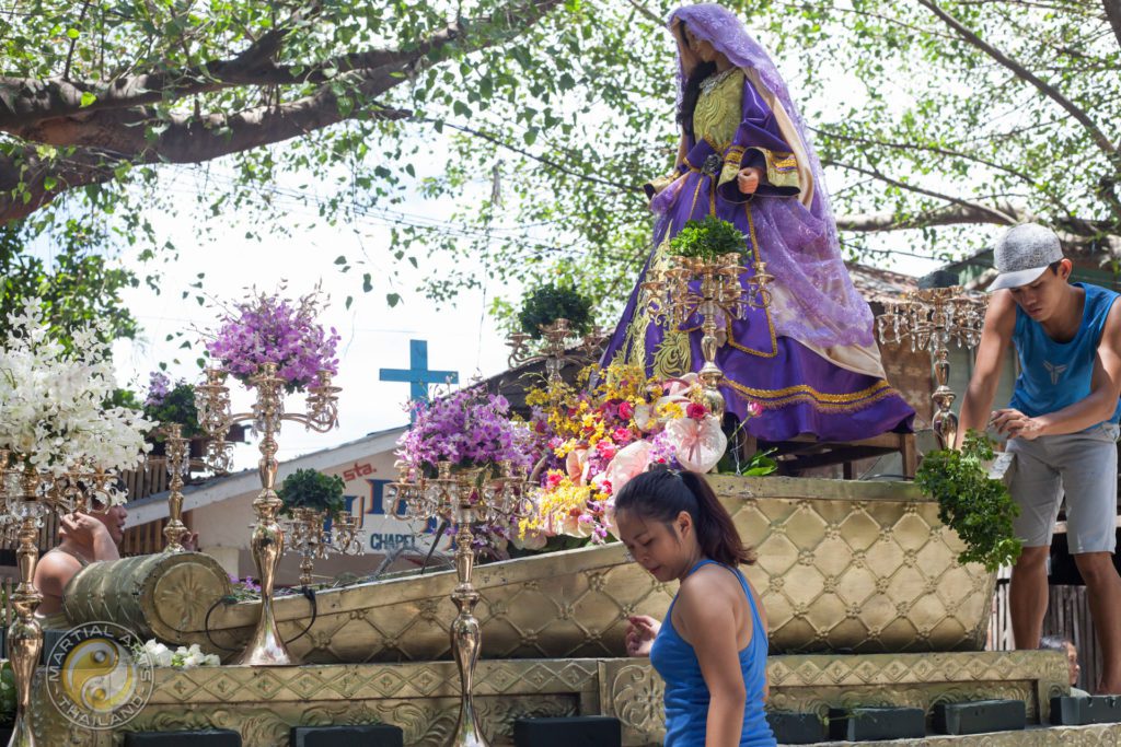 holy mary statue in cebu getting prepared for the religious procession