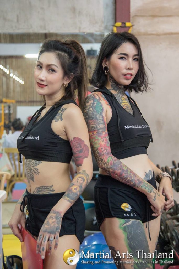 Tattoo ring girl with Martial Arts Thailand outfit