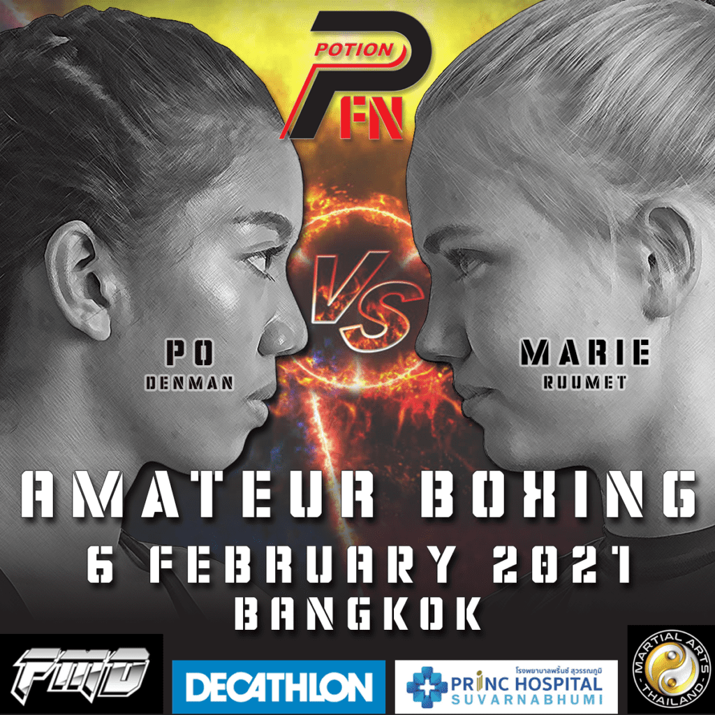 Potion Fight Night instagram fight night image with Marie Ruumet vs Po Denman