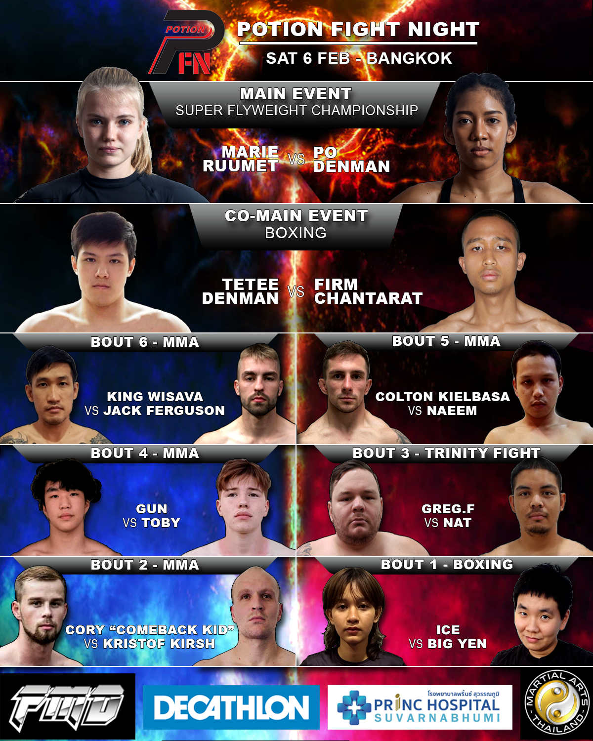 Potion Fight Night fight card poster