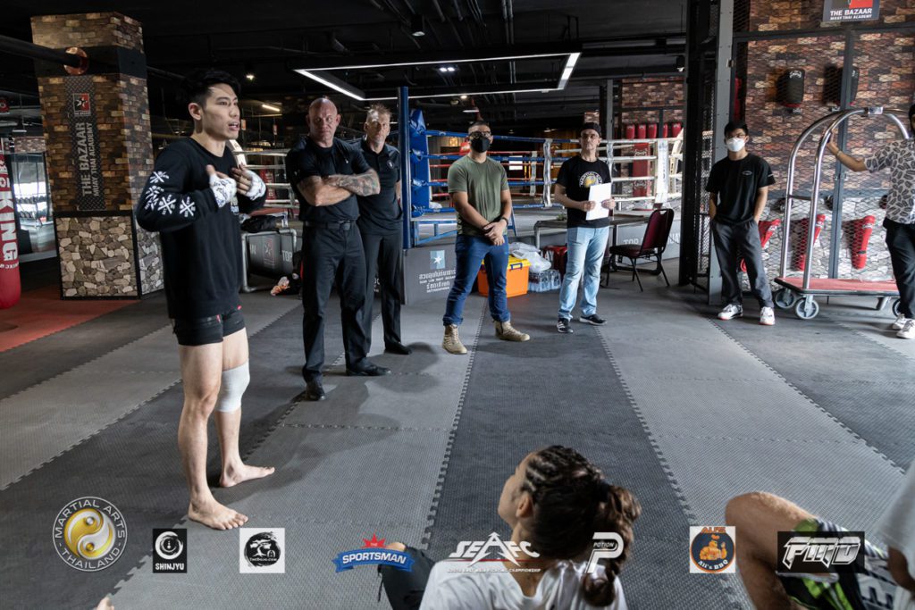Nicholas JJ Lee, Nick Chapman, Frederic, Paolo Vettore and other SEAFC and staff organizing the fighters prior the underground event
