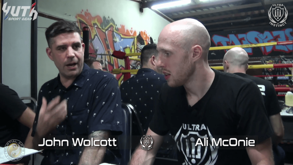 John Wolcott and Ali McOnie commentating at Ultra Instinct Fight Night 04
