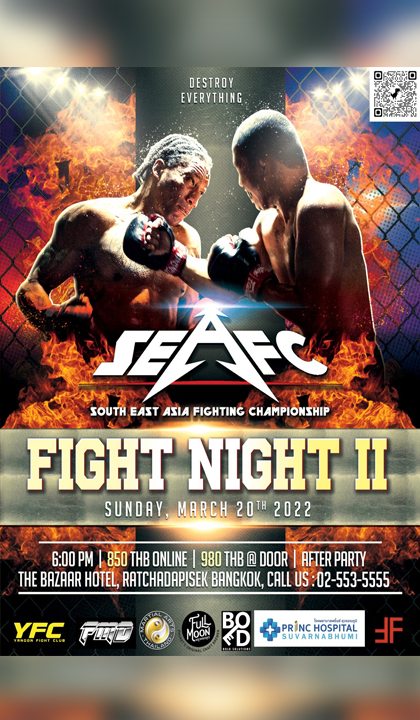 SEAFC 2 Destroy Everything poster with AJ Allen and Rockie Bactol fighting