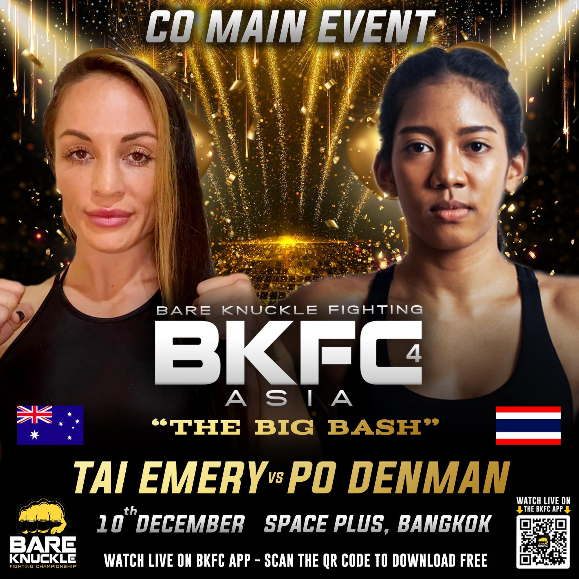 Po Denman vs Tai Emery BKFC 4 Bare Knuckle poster for the co main event